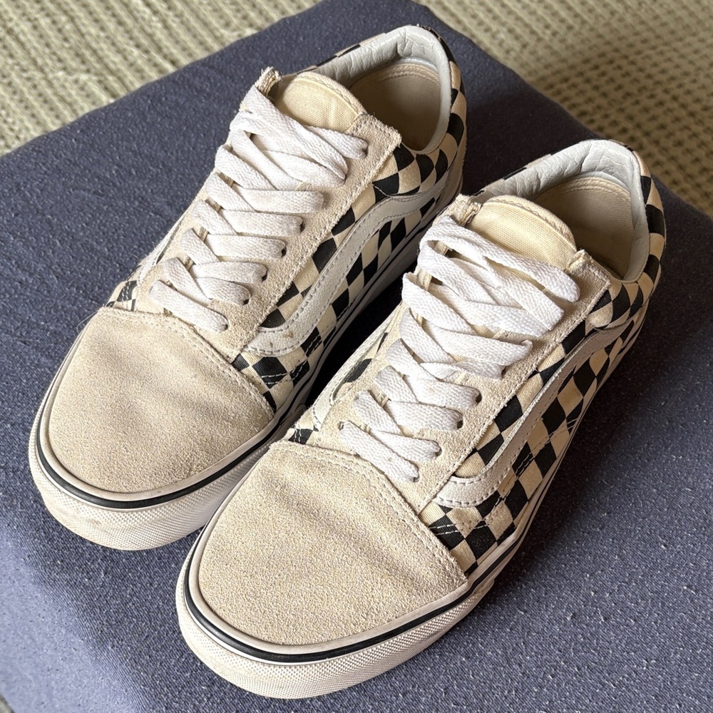 Vans Classic Checkered Black and Cream Sneakers